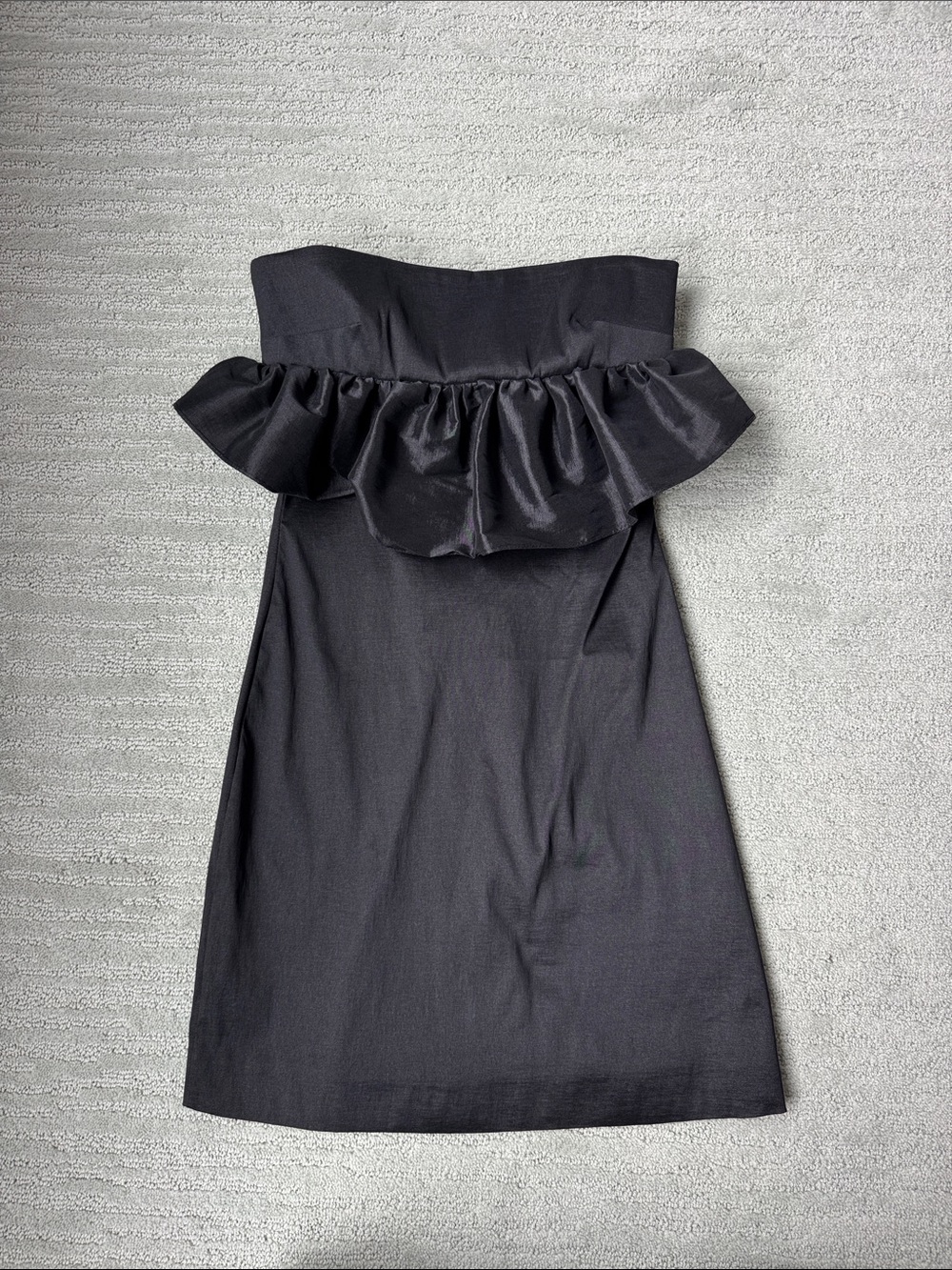 Kika Vargas Strapless Black Ruffle-Waist Dress